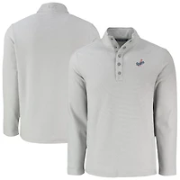 Men's Cutter & Buck Gray Los Angeles Dodgers Hunts Point Eco Textured Fleece Recycled Half-Snap Sweatshirt
