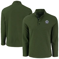 Men's Cutter & Buck Green New York Mets Hunts Point Eco Textured Fleece Recycled Half-Snap Sweatshirt