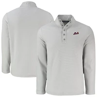 Men's Cutter & Buck Gray New York Mets Hunts Point Eco Textured Fleece Recycled Half-Snap Sweatshirt