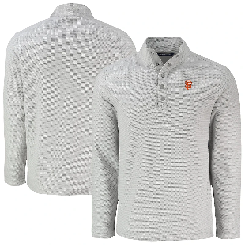 Men's Cutter & Buck Gray San Francisco Giants Hunts Point Eco Textured Fleece Recycled Half-Snap Sweatshirt