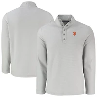 Men's Cutter & Buck Gray San Francisco Giants Hunts Point Eco Textured Fleece Recycled Half-Snap Sweatshirt