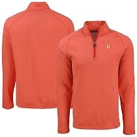 Men's Cutter & Buck Heather Orange Houston Astros Peshastin Eco Fleece Recycled Raglan Quarter-Zip Top
