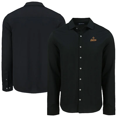 Men's Cutter & Buck Houston Astros Knitted Advantage Tri-Blend Eco Soft Pique Long Sleeve Button-Up Shirt