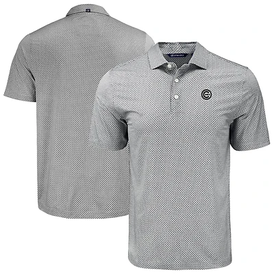 Men's Cutter & Buck Black Chicago Cubs  Pike Eco Diamond Dot Print Polo