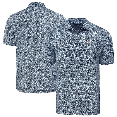 Men's Cutter & Buck Navy Atlanta Braves Pike Eco Flora Print Recycled Polo