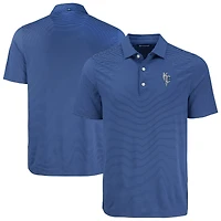 Men's Cutter & Buck Royal Kansas City Royals Forge Eco Fine Line Stripe Polo