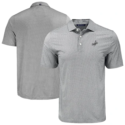 Men's Cutter & Buck Black Los Angeles Dodgers Big & Tall Pike Eco Diamond Dot Print Polo