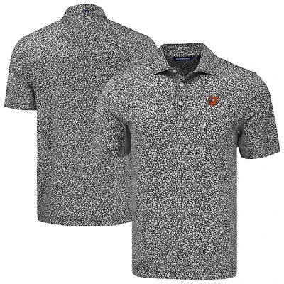 Men's Cutter & Buck Black Baltimore Orioles Big & Tall Cooperstown Collection Pike Eco Flora Print Recycled Polo