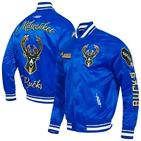 Men's Pro Standard Blue Milwaukee Bucks 2024/25 City Edition Chenille Applique Full-Snap Satin Jacket