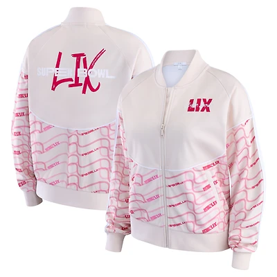Women's WEAR by Erin Andrews Tan Super Bowl LIX Team Print Track Jacket