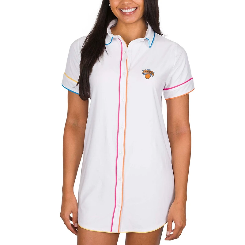 Women's Concepts Sport White New York Knicks Flutter Knit Nightshirt