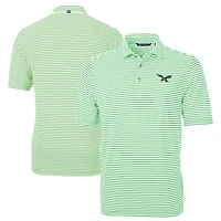 Men's Cutter & Buck Kelly Green Philadelphia Eagles  Virtue Eco Pique Stripe Recycled Polo
