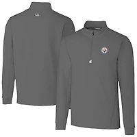 Men's Cutter & Buck  Gray Pittsburgh Steelers Traverse Stretch Quarter-Zip Top
