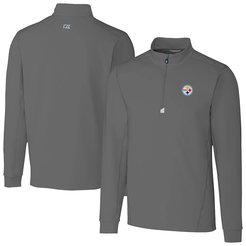 Men's Cutter & Buck  Gray Pittsburgh Steelers Traverse Stretch Quarter-Zip Top