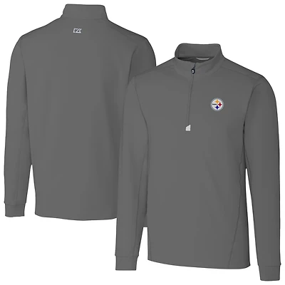 Men's Cutter & Buck  Gray Pittsburgh Steelers Traverse Stretch Quarter-Zip Top
