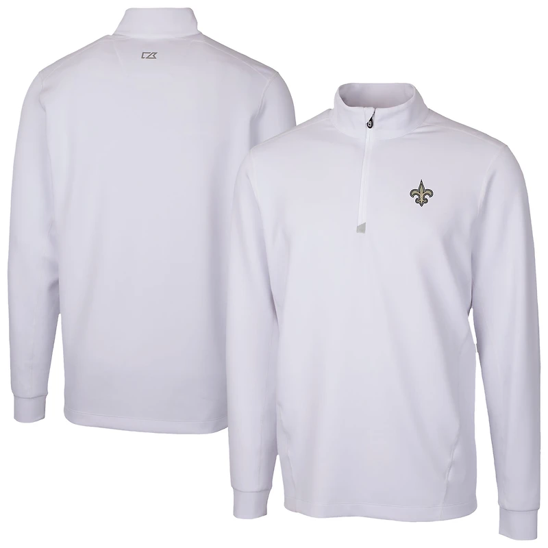 Men's Cutter & Buck  White New Orleans Saints Traverse Stretch Quarter-Zip Top