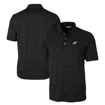 Men's Cutter & Buck Black Philadelphia Eagles Big & Tall Advantage Tri-Blend Space Dye Polo