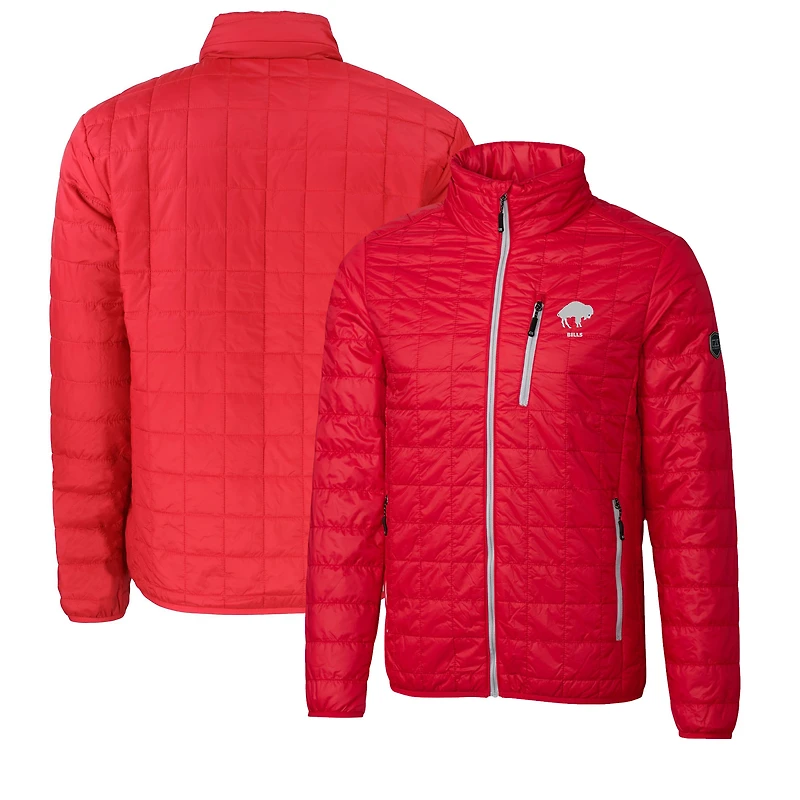 Men's Cutter & Buck Red Buffalo Bills Big & Tall Rainier PrimaLoft Eco Insulated Full-Zip Puffer Jacket
