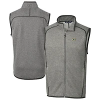 Men's Cutter & Buck Heather Gray Green Bay Packers Big & Tall Mainsail Sweater-Knit Full-Zip Vest
