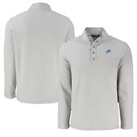 Men's Cutter & Buck Gray Detroit Lions Hunts Point Eco Textured Fleece Recycled Half-Snap Sweatshirt