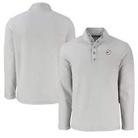 Men's Cutter & Buck Gray Miami Dolphins Hunts Point Eco Textured Fleece Recycled Half-Snap Sweatshirt