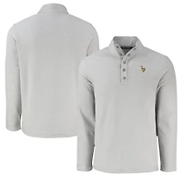 Men's Cutter & Buck Gray Minnesota Vikings Hunts Point Eco Textured Fleece Recycled Half-Snap Sweatshirt