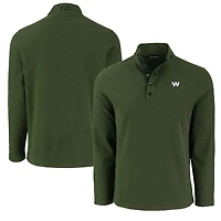 Men's Cutter & Buck Green Washington Commanders Hunts Point Eco Textured Fleece Recycled Half-Snap Sweatshirt