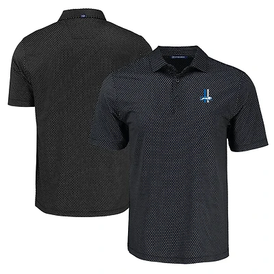 Men's Cutter & Buck Black Detroit Lions Pike Eco Shadow Check Print Recycled Polo