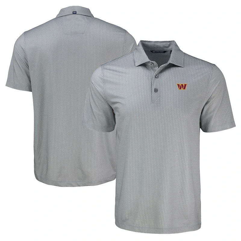 Men's Cutter & Buck Gray Washington Commanders Pike Eco Shadow Check Print Recycled Polo