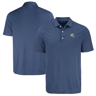Men's Cutter & Buck Navy Los Angeles Chargers Forge Eco Fine Line Stripe Polo