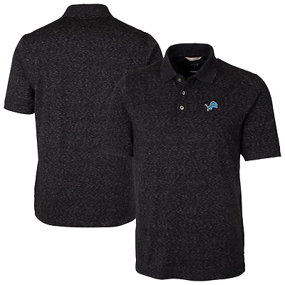 Men's Cutter & Buck Black Detroit Lions Big & Tall Advantage Tri-Blend Space Dye DryTec Polo
