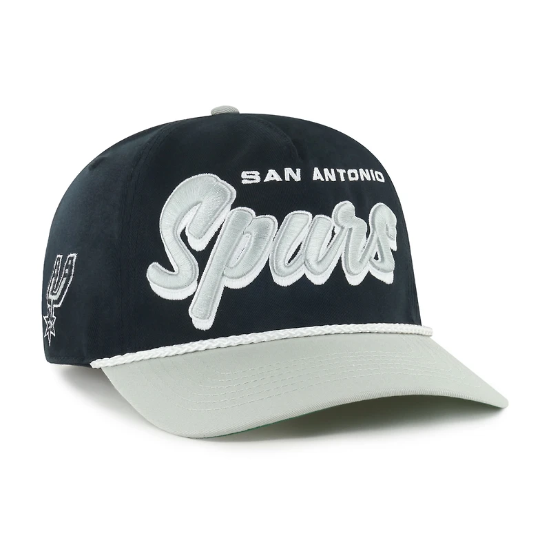 Men's '47 Black/Silver San Antonio Spurs Dropshadow Rope Hitch Adjustable Hat
