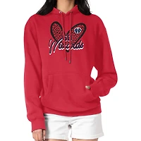 Women's G-III 4Her by Carl Banks Red Washington Wizards Leopard Heart Graphic Fleece Pullover Hoodie