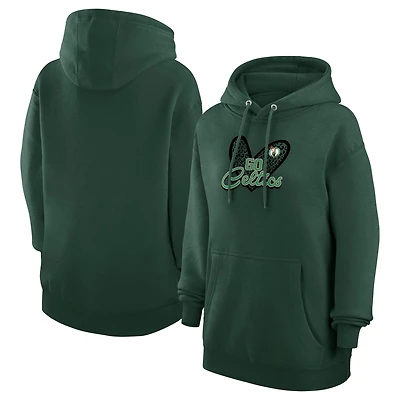 Women's G-III 4Her by Carl Banks Kelly Green Boston Celtics Leopard Heart Graphic Fleece Pullover Hoodie