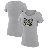 Women's G-III 4Her by Carl Banks Heather Gray Indiana Pacers Super-Slim Fit Lightweight Leopard Heart T-Shirt