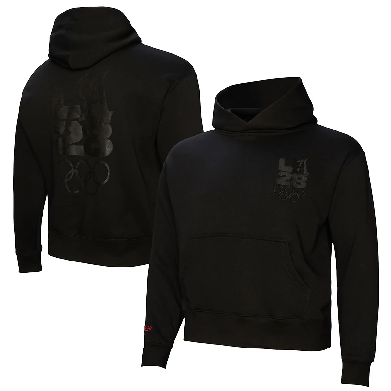 Women's Mitchell & Ness Black LA28 French Terry Pullover Hoodie