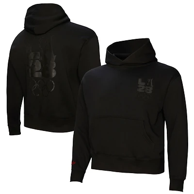 Women's Mitchell & Ness Black LA28 French Terry Pullover Hoodie