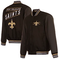 Men's JH Design  Black New Orleans Saints Twill Full-Zip Jacket