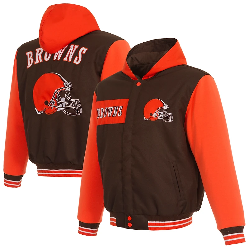 Men's JH Design  Brown Cleveland Browns Fleece Hoodie Full-Zip Jacket