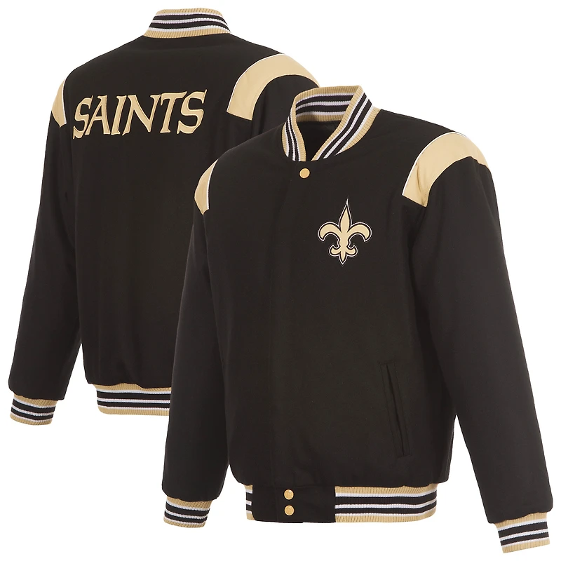 Men's JH Design  Black New Orleans Saints Reversible Wool Full-Zip Jacket