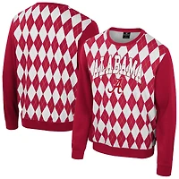 Men's Colosseum Crimson Alabama Crimson Tide The Dealio Argyle Pullover Sweatshirt