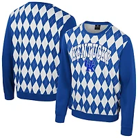 Men's Colosseum Royal Kentucky Wildcats The Dealio Argyle Pullover Sweatshirt