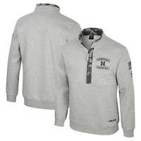 Men's Colosseum Heather Gray Nebraska Huskers OORAH OHT Military Appreciation Fleece Quarter-Zip Jacket