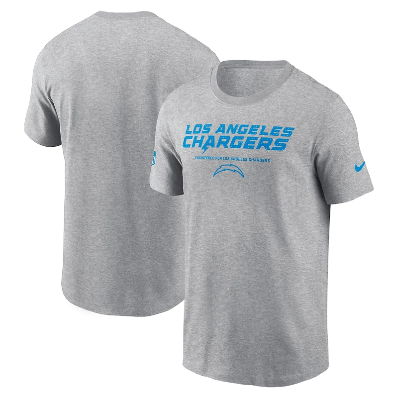 Men's Nike Heather Gray Los Angeles Chargers Sideline Dri-FIT T-Shirt