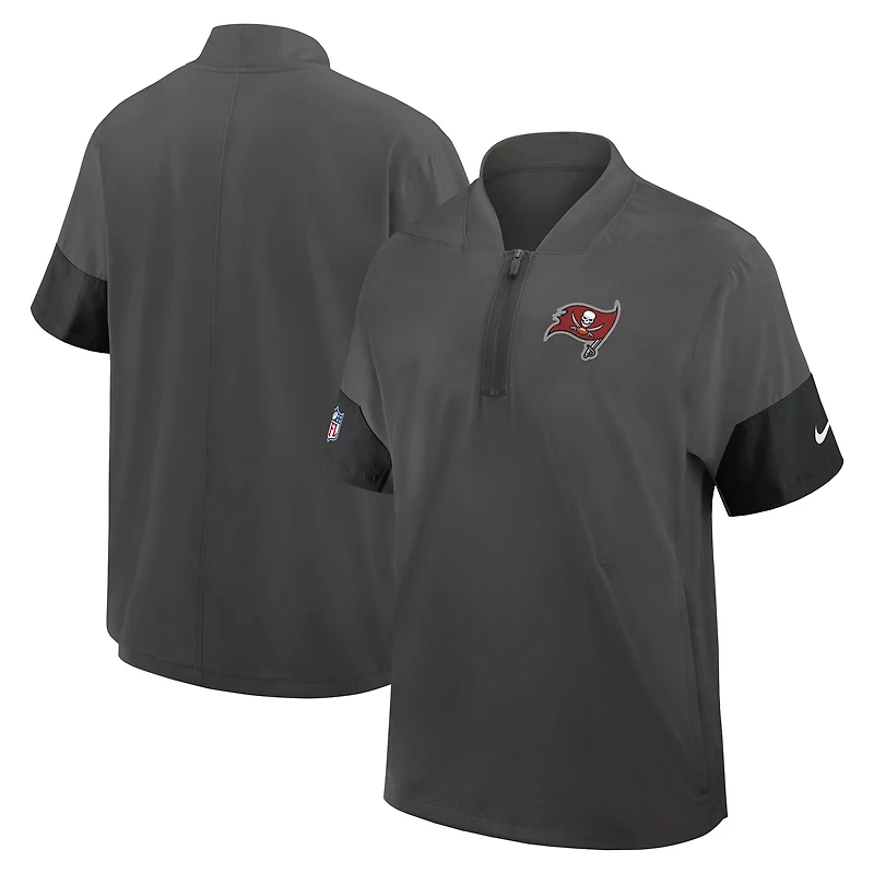 Men's Nike Pewter Tampa Bay Buccaneers Sideline Short Sleeve Quarter-Zip Dri-FIT Coach Jacket