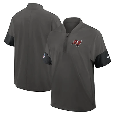 Men's Nike Pewter Tampa Bay Buccaneers Sideline Short Sleeve Quarter-Zip Dri-FIT Coach Jacket