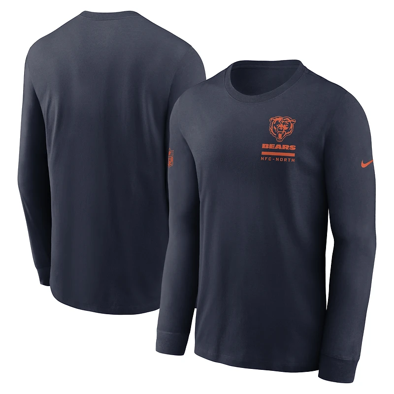 Men's Nike Navy Chicago Bears Sideline Dri-FIT Long Sleeve T-Shirt