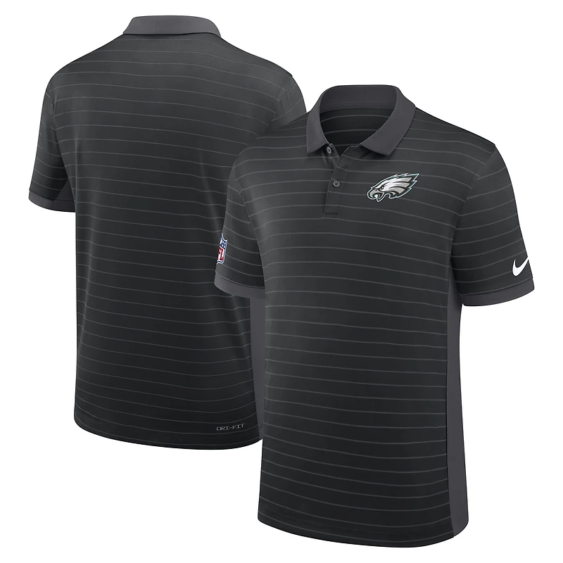 Men's Nike Black Philadelphia Eagles Sideline Victory Stripe Dri-FIT Polo