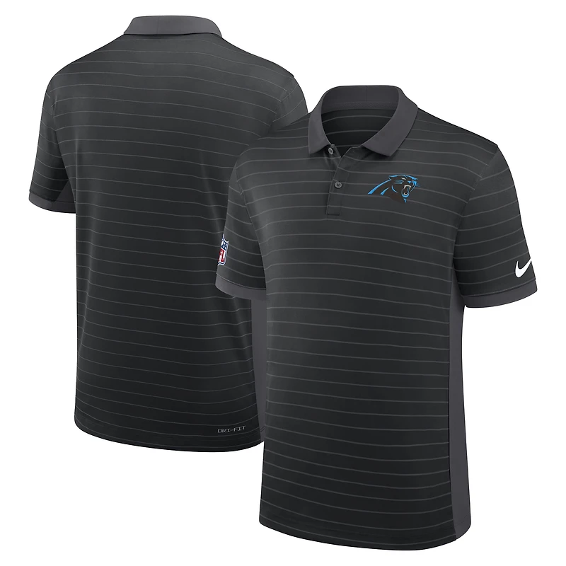 Men's Nike Black Carolina Panthers Sideline Victory Stripe Dri-FIT Polo