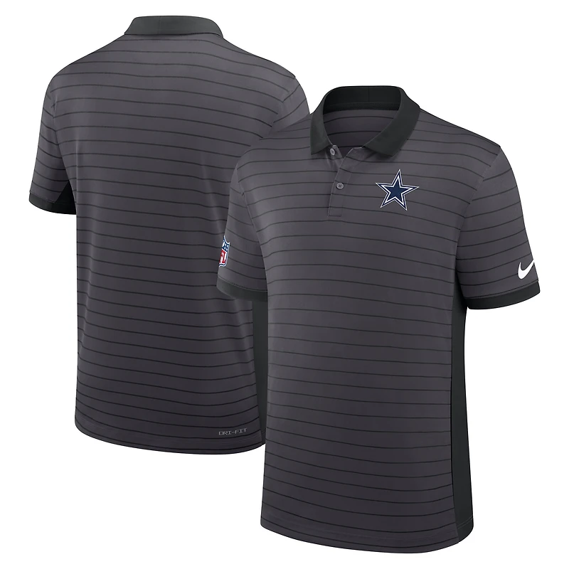 Men's Nike Gray Dallas Cowboys Sideline Victory Stripe Dri-FIT Polo
